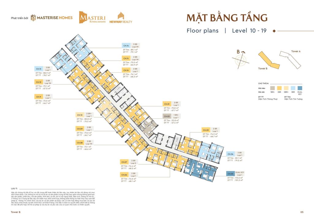 Mặt bằng tầng Towe B 